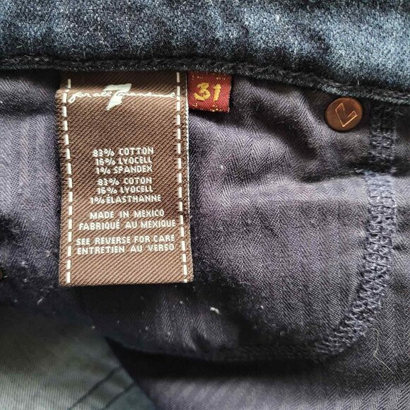 7 For all Mankind Bootcut Jeans Womens Size 31 Dark Blue Distressed Whiskering - Picture 9 of 9